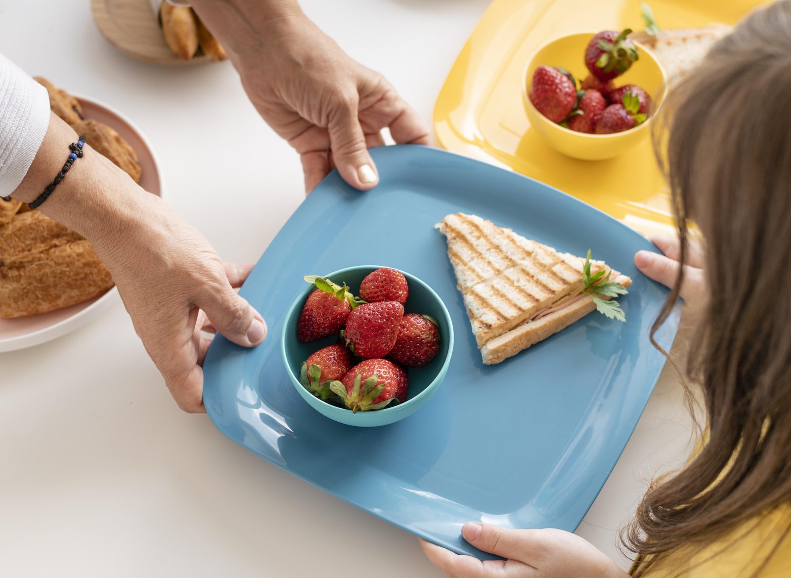 Fresh homemade lunch served family style at Rainbow Childcare