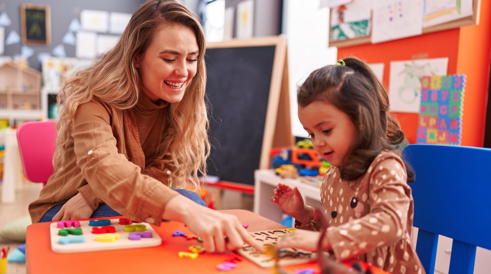 Preschool science classroom with creative murals